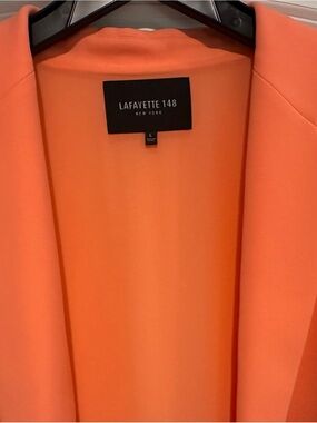 Lafayette 148 New York Coral Color Open-Front Blazer. Sz L